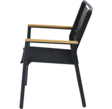 Chaise de jardin avec accoudoirs en bois et assise en tissu