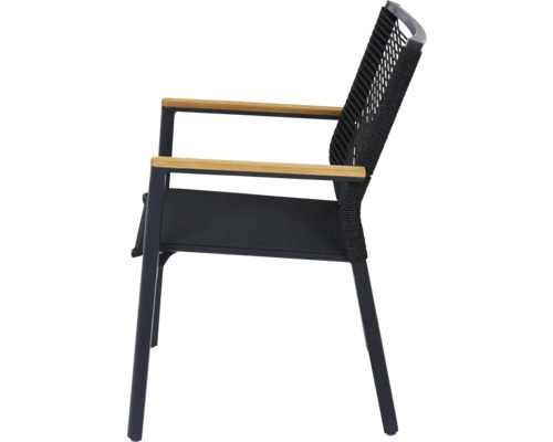 Chaise de jardin avec accoudoirs en bois et assise en tissu