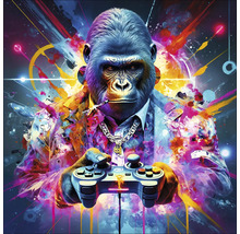 Peinture d''un gorille avec une console de jeu