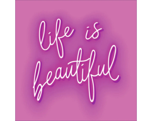 Glasbild Life Is Beautiful II 30x30 cm Schriftzug Life is beautiful