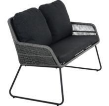 Fauteuil de jardin deux places gris avec coussins
