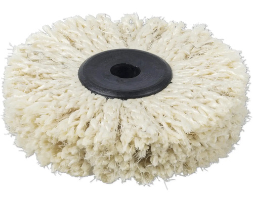 Polierwerkzeug mit Baumwollfasern und einer schwarzen Aufnahme