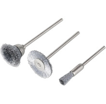 Jeu de brosses métalliques avec tige pour perceuses et meuleuses