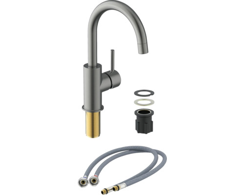 Küchenarmatur mit Anschlussschläuchen und Montagematerial