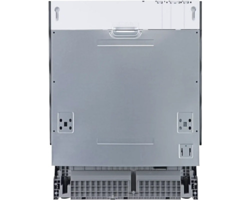 Rückansicht eines Geschirrspülers mit Details zu Anschlüssen und Installation.