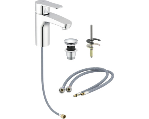 Robinet de lavabo avec garniture de vidage et flexibles de raccordement