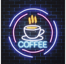 Neonreklame mit Kaffeetasse und Schriftzug Coffee