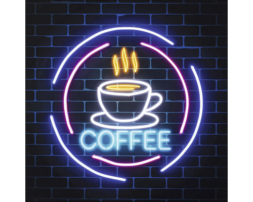 Neonreklame mit Kaffeetasse und Schriftzug Coffee
