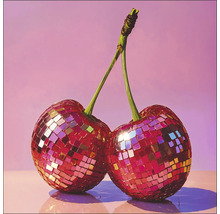 Deux objets de décoration cerises avec motif mosaïque