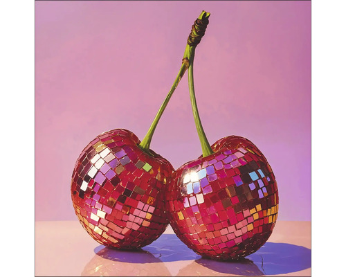 Deux objets de décoration cerises avec motif mosaïque