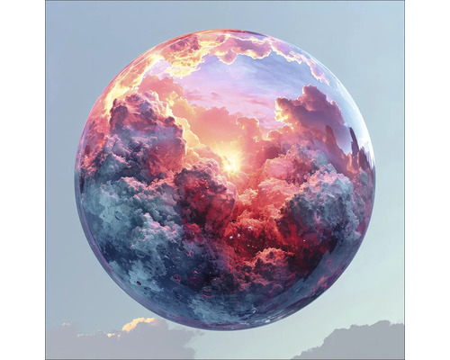 Dekorative Glaskugel mit Wolken- und Sonnenmotiv