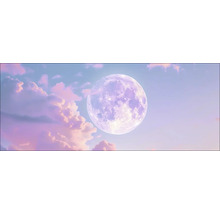 Illustration einer mondähnlichen Kugel zwischen Wolken