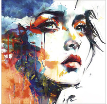 Illustration eines Frauengesichts im Aquarellstil