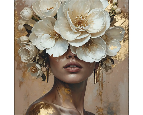 Dekorative Kunst: Frau mit Blumenkopfschmuck