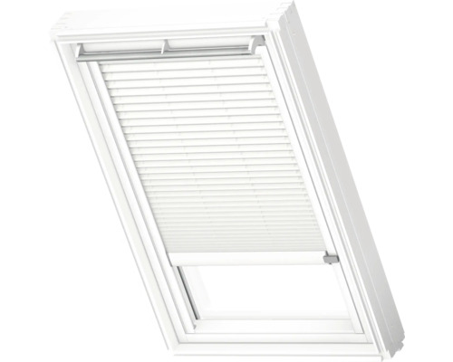 VELUX Dachfenster Plissee blickdicht weiß mit weißem Alu-Rahmen solarbetrieben FSL C02 1016KWL Dachfenster mit Plissee-Sichtschutz