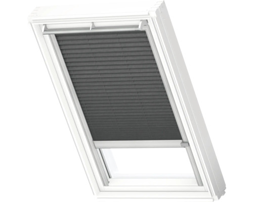 VELUX Dachfenster Plissee blickdicht graphitgrau mit grauem Alu-Rahmen solarbetrieben FSL C02 1274K Dachfenster mit Plissee zur Verdunkelung
