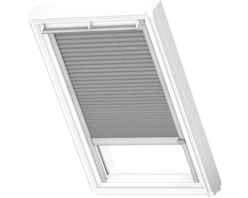 VELUX Dachfenster Plissee blickdicht grau mit grauem Alu-Rahmen solarbetrieben FSL C02 1282K Dachfenster mit Plissee-Sichtschutz