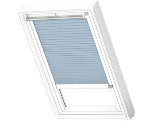 VELUX Dachfenster Plissee blickdicht denim mit weißem Alu-Rahmen solarbetrieben FSL C02 1286KWL Dachfenster mit Plissee-Sonnenschutz