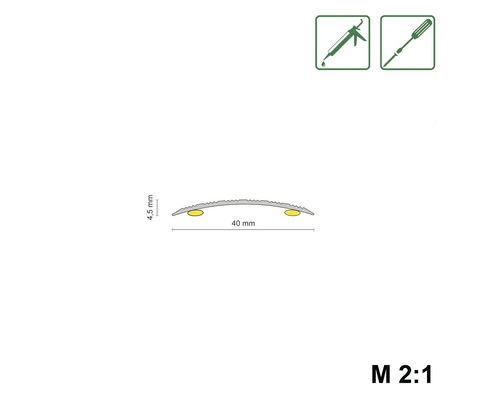 Profilleiste mit Abmessungen 4,5 mm Höhe und 40 mm Breite