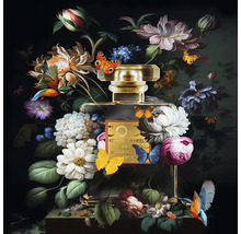 Flacon de parfum décoratif avec motif floral et papillon