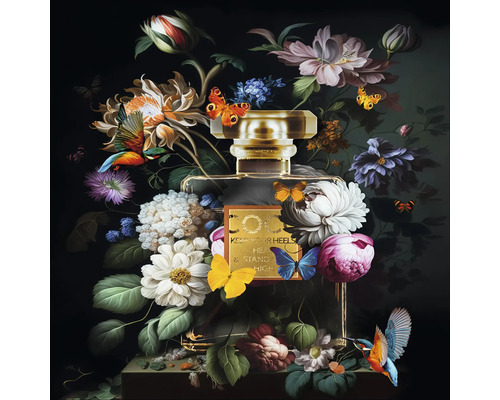 Flacon de parfum décoratif avec motif floral et papillon
