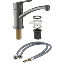 Robinet de cuisine avec accessoires de montage et flexibles de raccordement