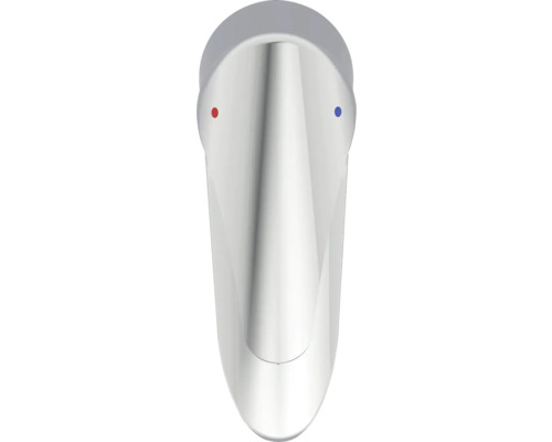 Einhebelmischer für das Waschbecken mit Kennzeichnung für Kalt- und Warmwasser