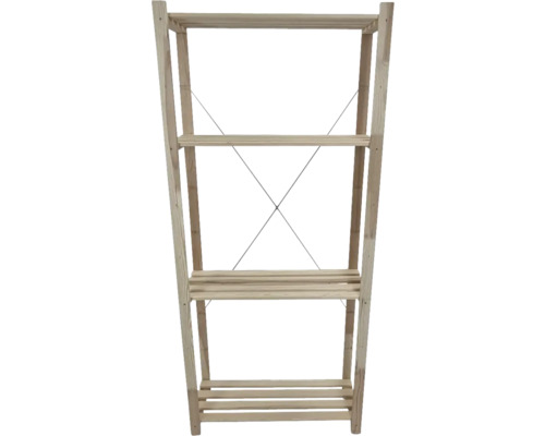 Holzregal Kiefer 170x80x30 cm 4 Böden mit Stützkreuz Tragkraft 140 kg Holzregal mit drei Ebenen zur Aufbewahrung und Präsentation