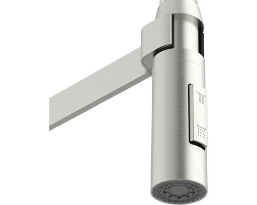 Geschirrbrause HD 2-strahlig zu CAI edelstahl gebürstet Küchenarmatur mit schwenkbarem Auslauf und Brausefunktion