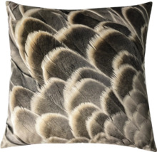 Coussin décoratif carré avec motif de plumes