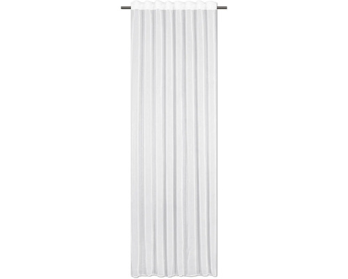 Rideau blanc avec fixation à bande fronceuse sur tringle à rideau