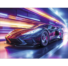 Voiture de sport dans un tunnel avec effets de lumière