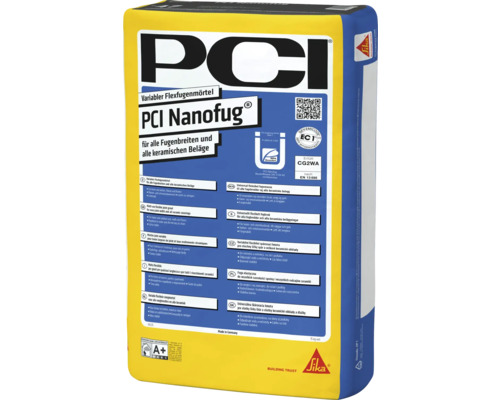 Mortier joint flexible variable PCI Nanofug pour toutes les largeurs de joints et tous revêtements céramiques en sac de 15 kilogrammes