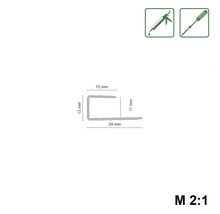 Section transversale du profilé avec dimensions pour montage avec colle ou vis