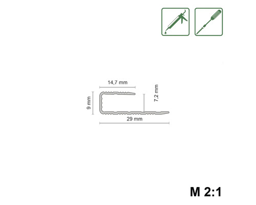 Dessin technique d''un profilé avec indications de dimensions.