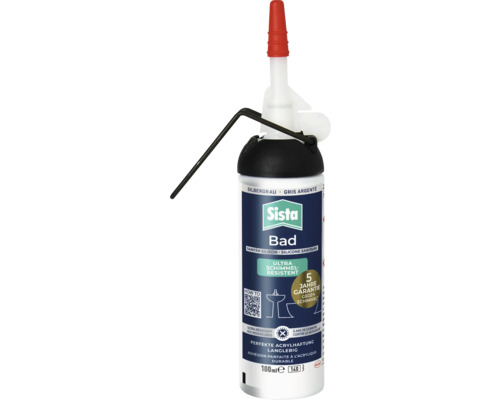 Sista Bad silicone sanitaire, gris argenté, avec 5 ans de garantie contre les moisissures