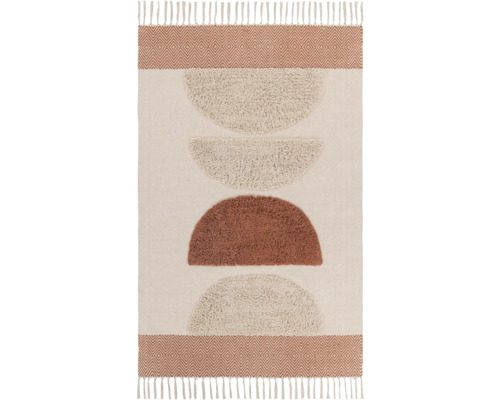 Tapis de chiffon Pardo terra 120x180 cm Tapis à motif géométrique et franges