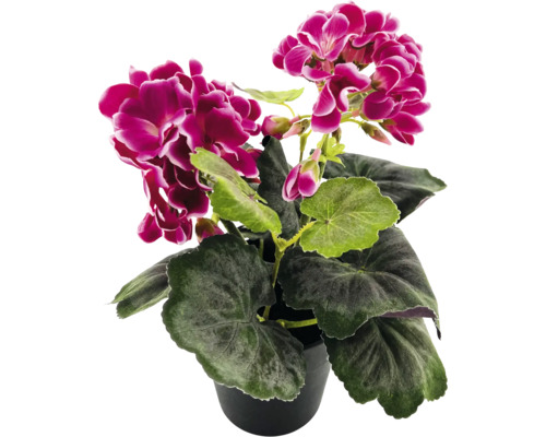 Kunstpflanze magentafarbene Geranien im Topf Kunstfaser H 25,4 cm lila Geranie in einem Topf