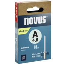 Novus rivets aveugles en aluminium, diamètre 4,8 millimètres, 30 pièces