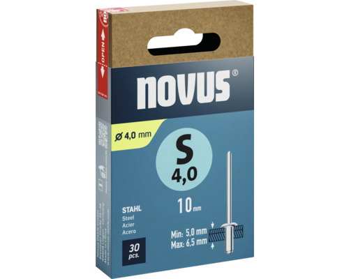 Novus Blindnieten, 4,0 mm Durchmesser, 10 mm Länge, Packung mit 30 Stück
