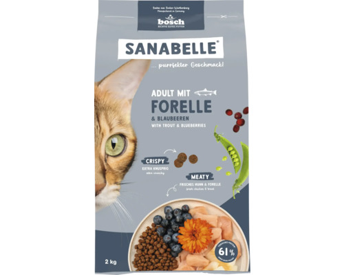 Sanabelle Adult mit Forelle und Blaubeeren Katzenfutter, 2 kg Packung