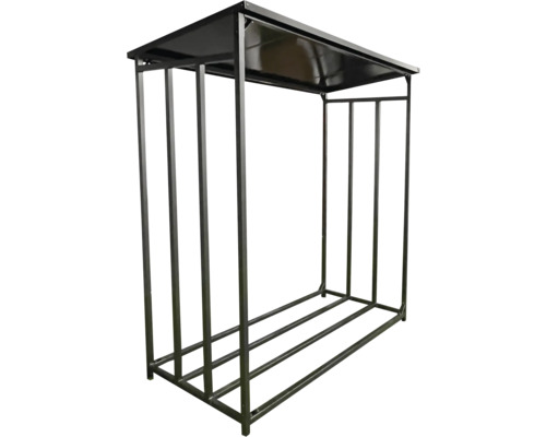 Brennholzregal aus Metall mit Dach