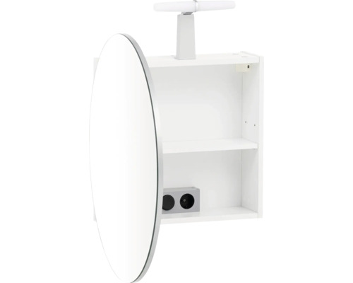 Spiegelschrank mit Beleuchtung, Steckdose und zwei Ablageflächen