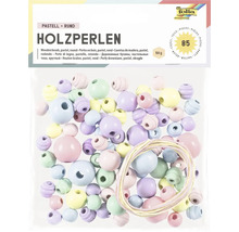 Paquet de perles rondes en bois de couleurs pastel