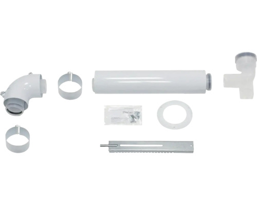 Abwasserrohr-Installationssatz mit Rohrbogen, Rohrschelle, Schrauben und Montagezubehör