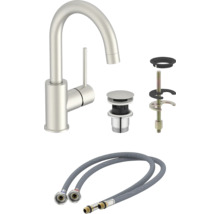 Robinet de lavabo avec garniture de vidage et flexibles de raccordement