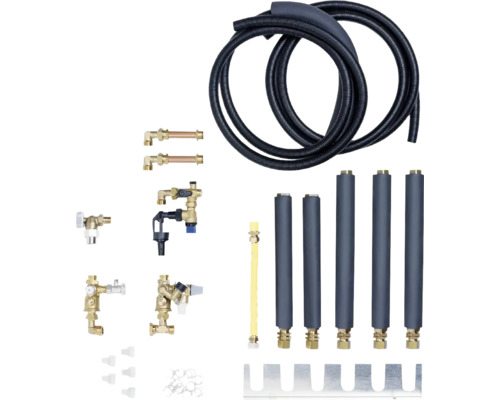Kit de raccordement de radiateur avec vannes thermostatiques, tuyaux et accessoires