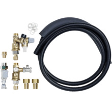 Kit de raccordement pour radiateurs avec tube ondulé, vannes et joints