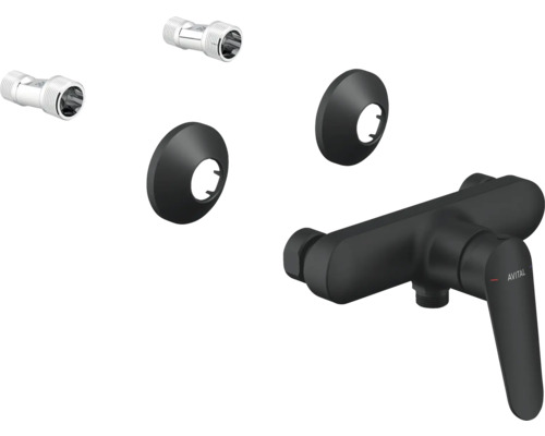 Set de robinetterie de douche en saillie avec rosaces et raccords en S