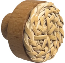 Bouton de meuble en bois et en raphia